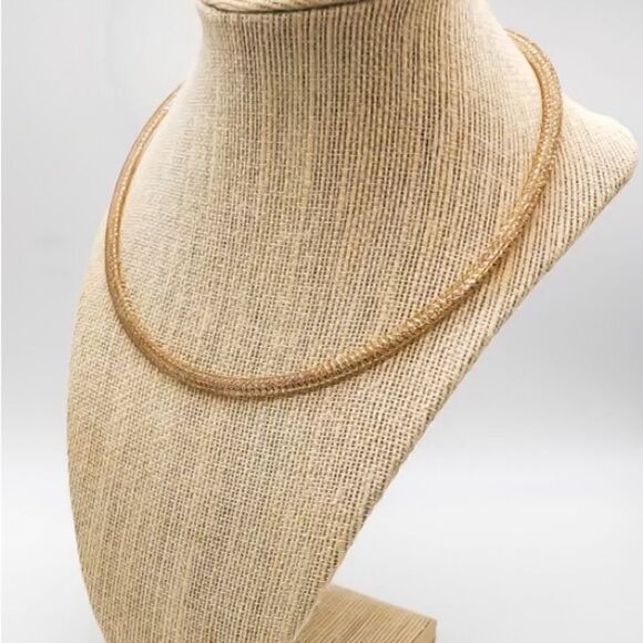 Leslie's 14K Two-tone Polished Mesh Stretch Necklace - Picture 4 of 11